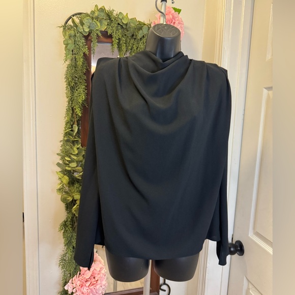 Zara Tops - Zara Black Draped Cowl-Neck Blouse